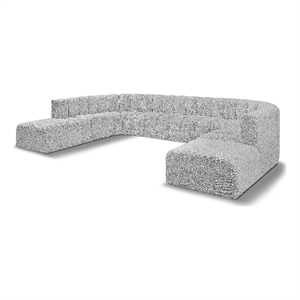 Meridian Furniture Arc Grey Boucle Fabric Modular Sectional