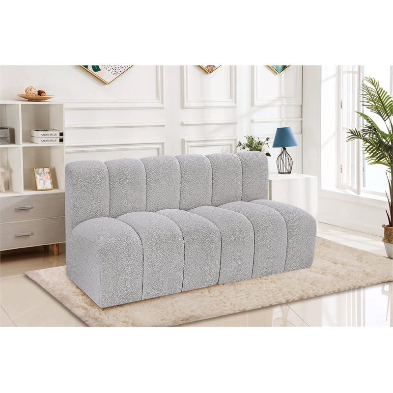 Meridian Furniture Arc Grey Boucle Fabric Modular Sectional