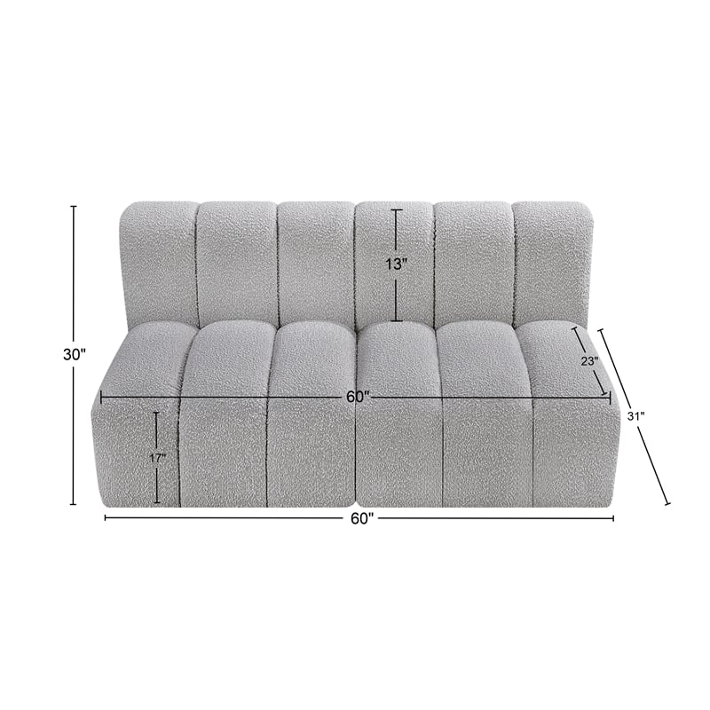 Meridian Furniture Arc Grey Boucle Fabric Modular Sectional