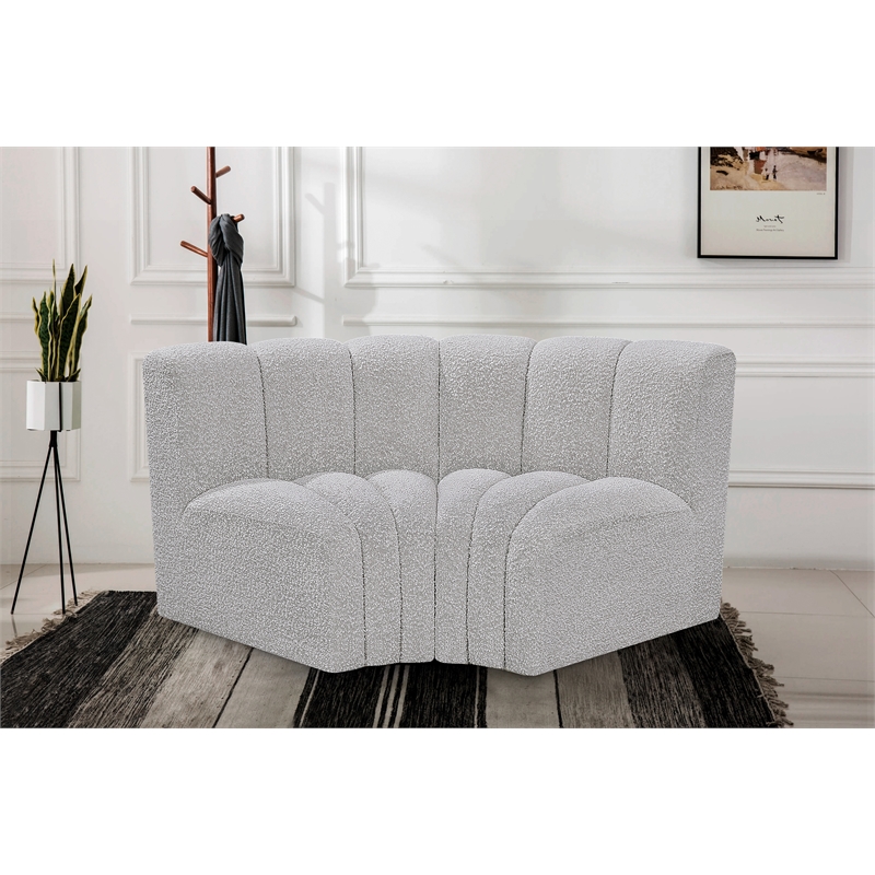 Meridian Furniture Arc Grey Boucle Fabric Modular Sectional