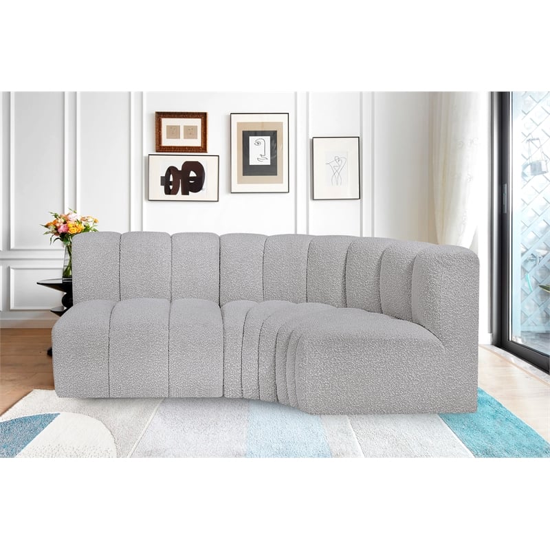 Meridian Furniture Arc Grey Boucle Fabric Modular Sectional