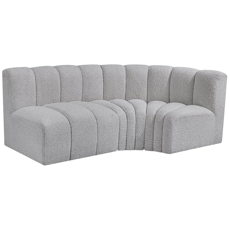 Meridian Furniture Arc Grey Boucle Fabric Modular Sectional