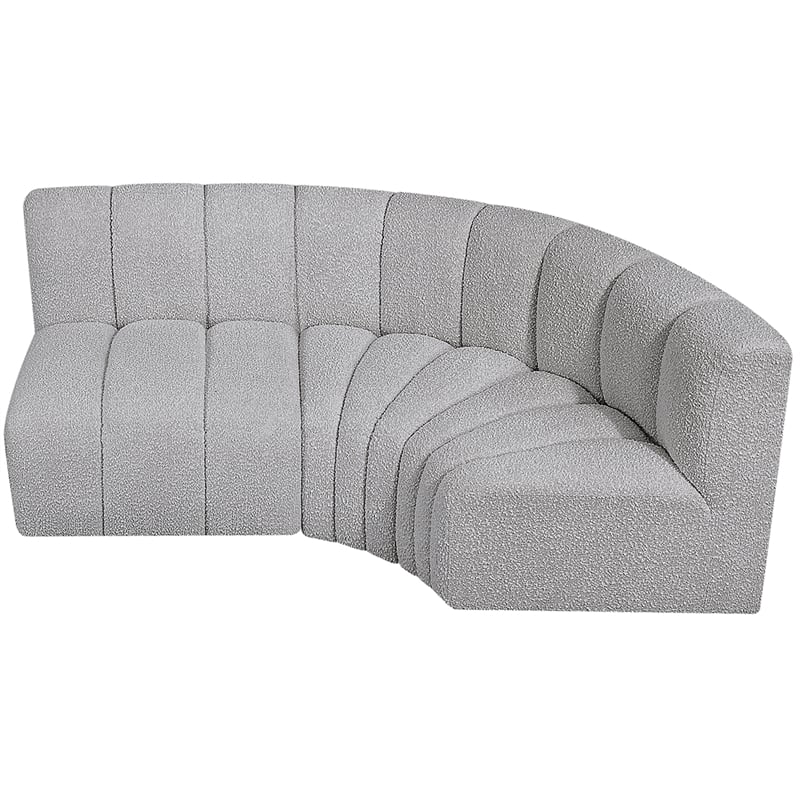 Meridian Furniture Arc Grey Boucle Fabric Modular Sectional