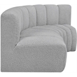 Meridian Furniture Arc Grey Boucle Fabric Modular Sectional