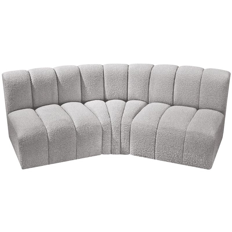 Meridian Furniture Arc Grey Boucle Fabric Modular Sectional