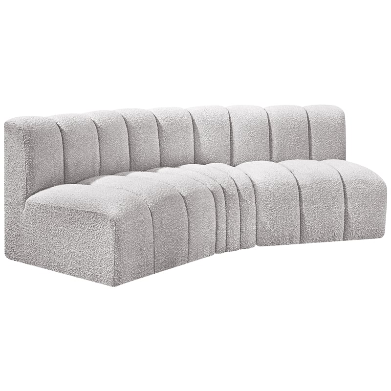 Meridian Furniture Arc Grey Boucle Fabric Modular Sectional