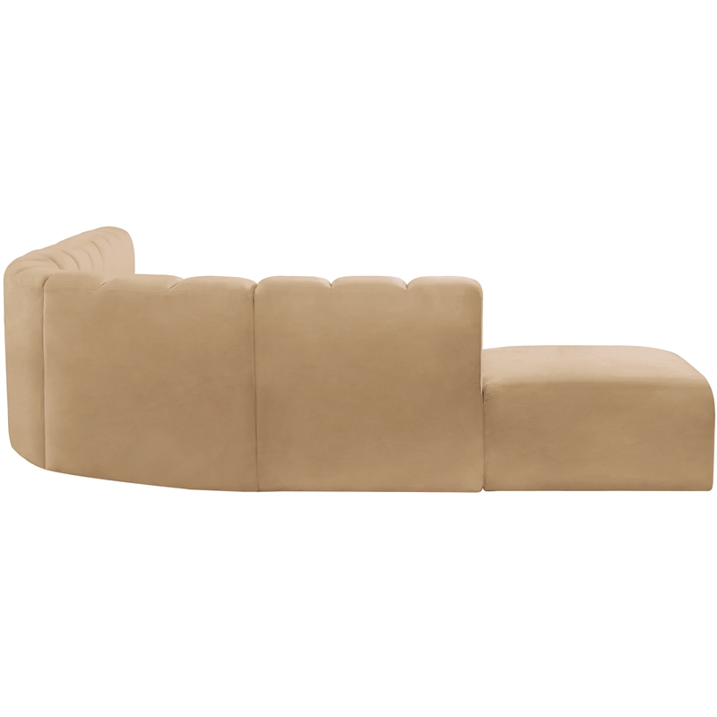 Meridian Furniture Arc Camel Velvet Modular Sectional