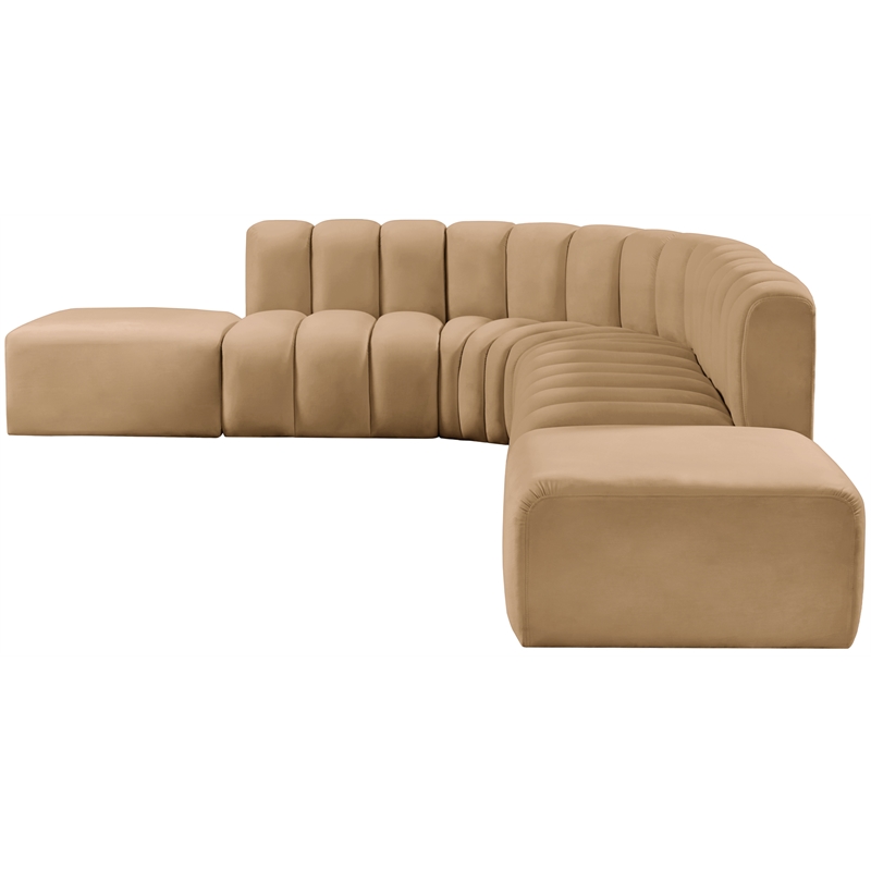 Meridian Furniture Arc Camel Velvet Modular Sectional