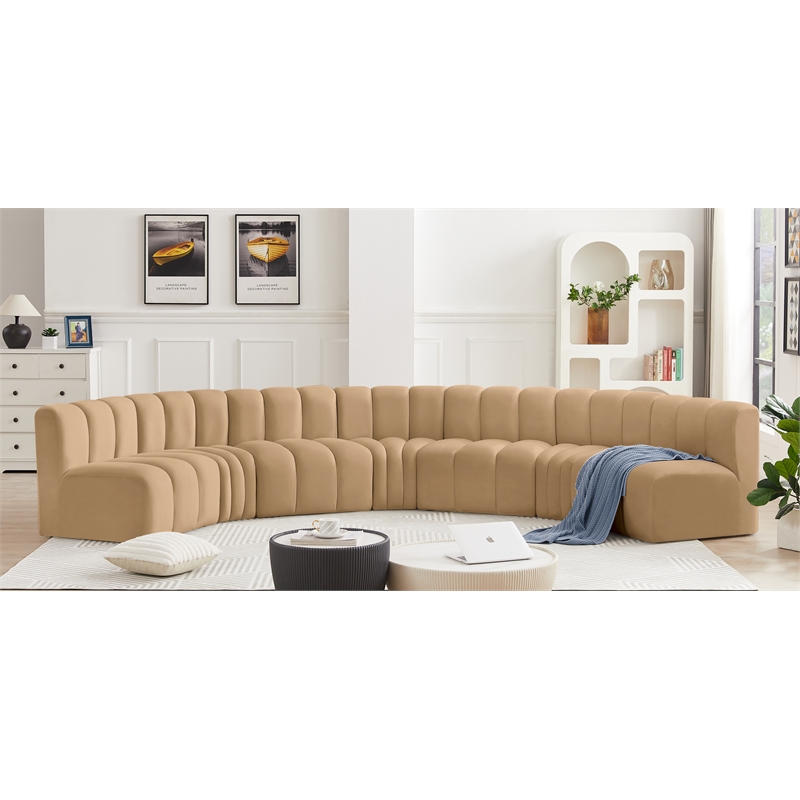 Meridian Furniture Arc Camel Velvet Modular Sectional