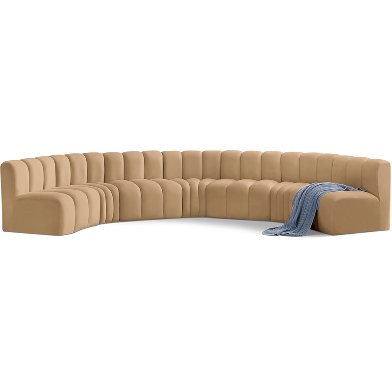 Meridian Furniture Arc Camel Velvet Modular Sectional