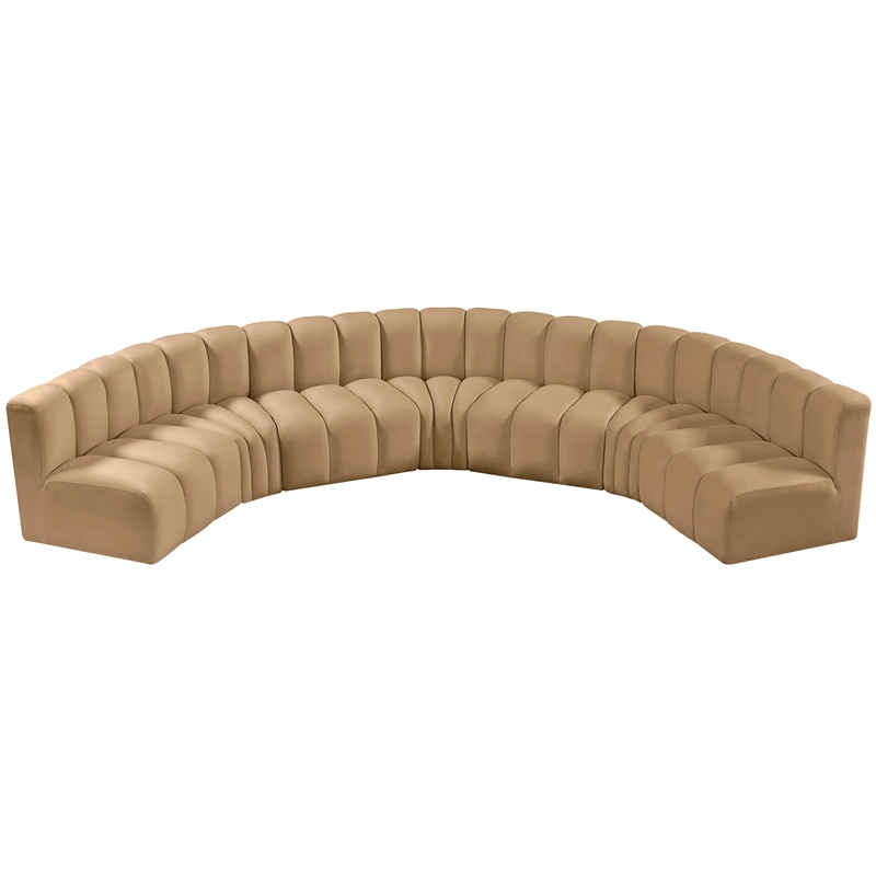 Meridian Furniture Arc Camel Velvet Modular Sectional