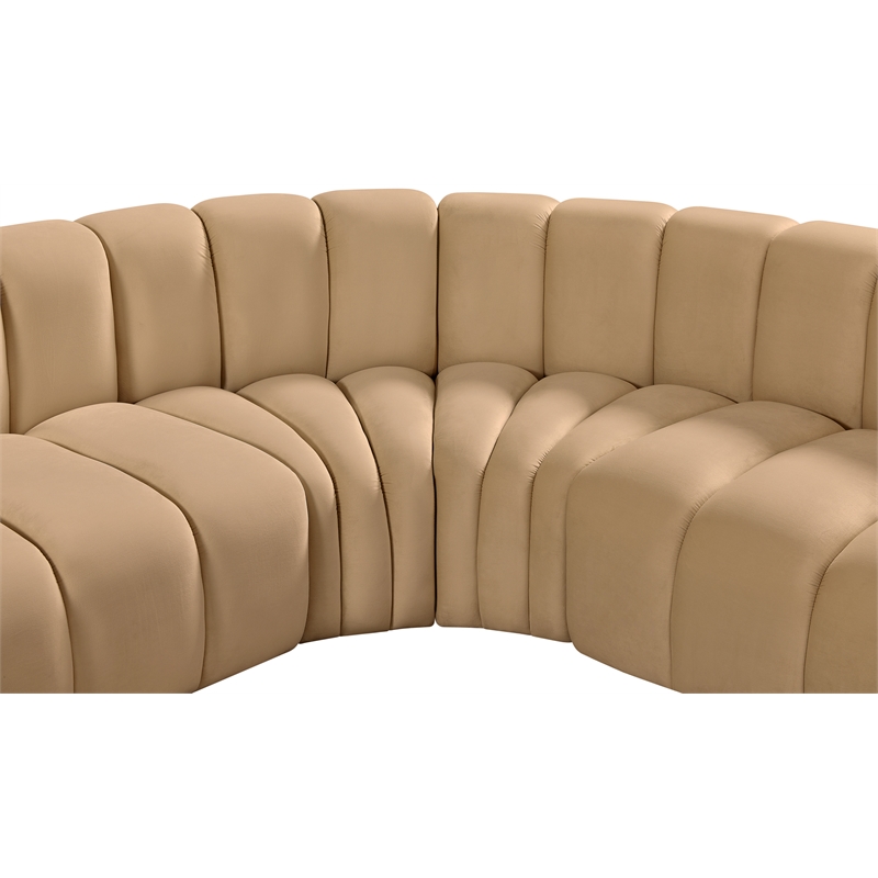 Meridian Furniture Arc Camel Velvet Modular Sectional