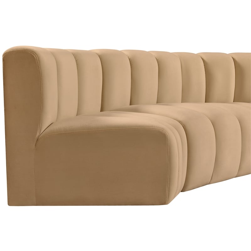 Meridian Furniture Arc Camel Velvet Modular Sectional