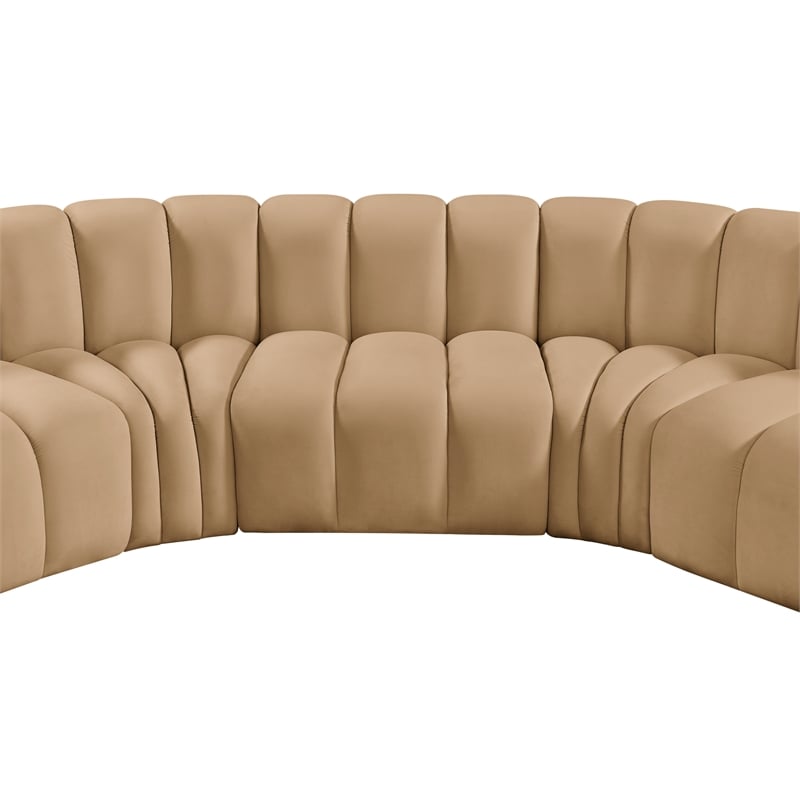 Meridian Furniture Arc Camel Velvet Modular Sectional