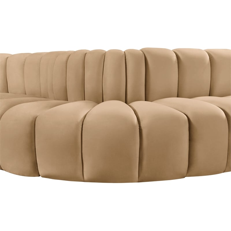 Meridian Furniture Arc Camel Velvet Modular Sectional