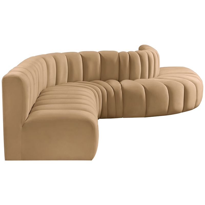Meridian Furniture Arc Camel Velvet Modular Sectional