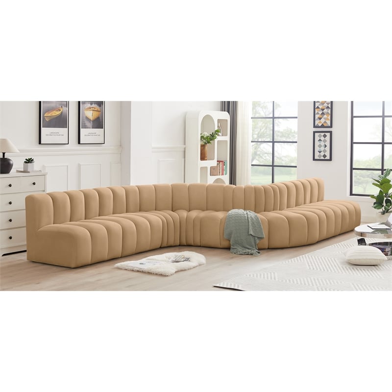 Meridian Furniture Arc Camel Velvet Modular Sectional