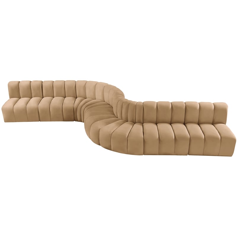 Meridian Furniture Arc Camel Velvet Modular Sectional