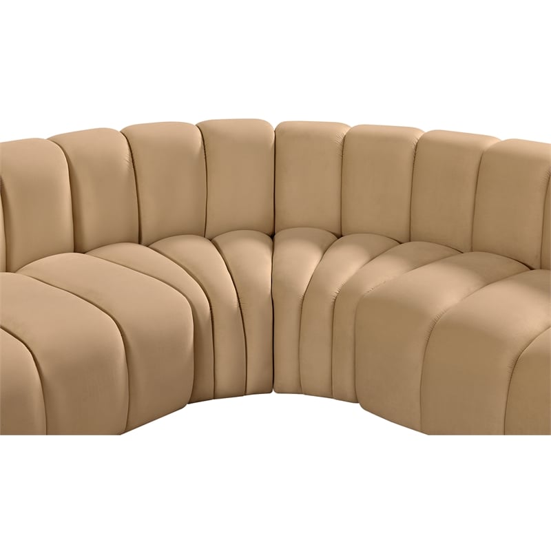 Meridian Furniture Arc Camel Velvet Modular Sectional