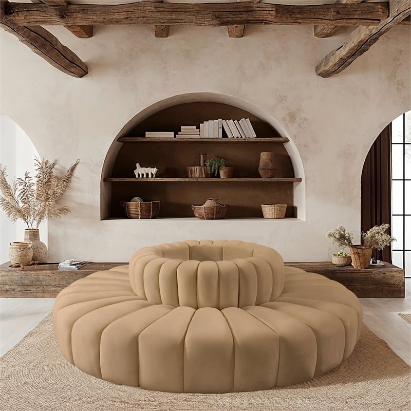 Meridian Furniture Arc Camel Velvet Modular Sectional