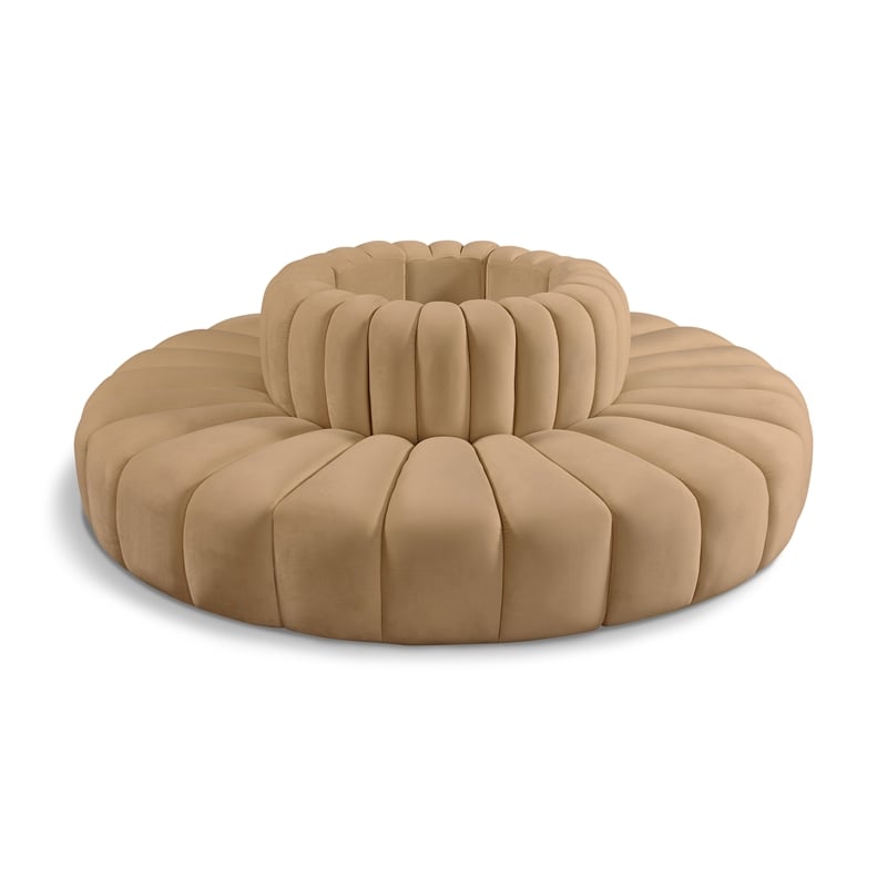 Meridian Furniture Arc Camel Velvet Modular Sectional