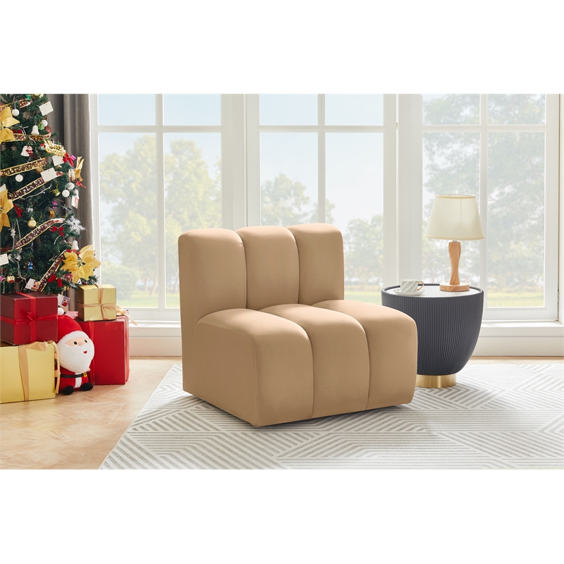 Meridian Furniture Arc Camel Velvet Straight Chair