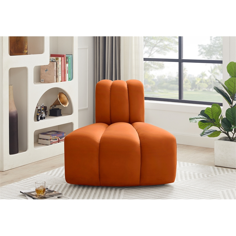 Meridian Furniture Arc Cognac Velvet Reverse Corner
