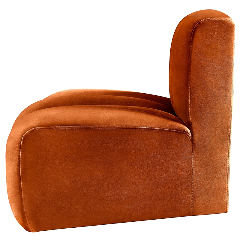 Meridian Furniture Arc Cognac Velvet Reverse Corner