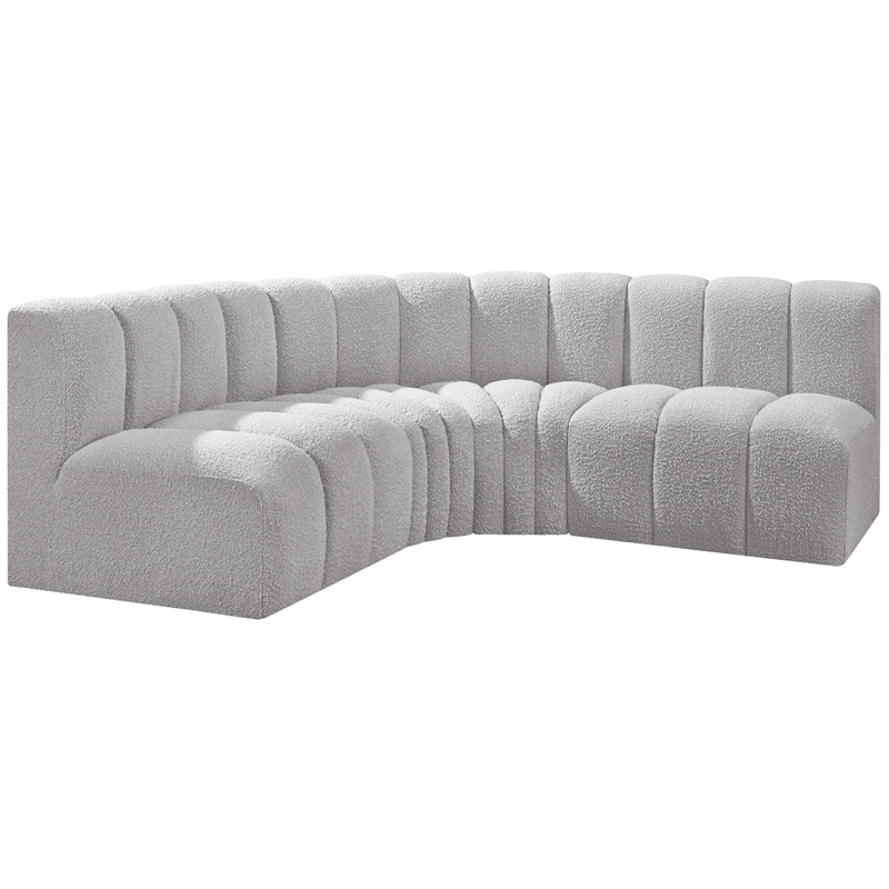 Meridian Furniture Arc Grey Boucle Fabric Modular Sectional