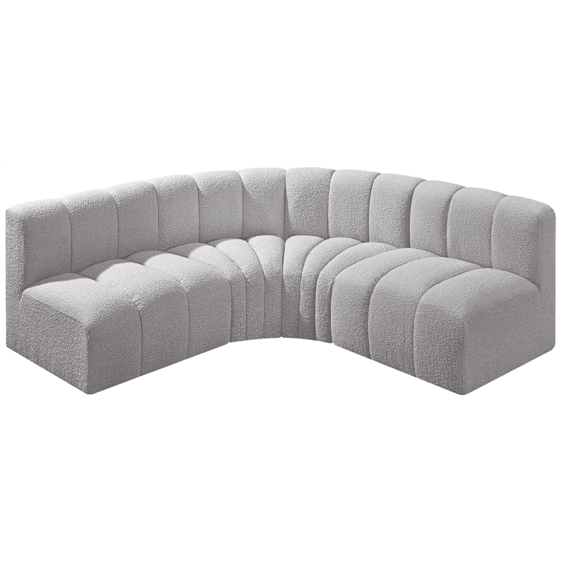 Meridian Furniture Arc Grey Boucle Fabric Modular Sectional