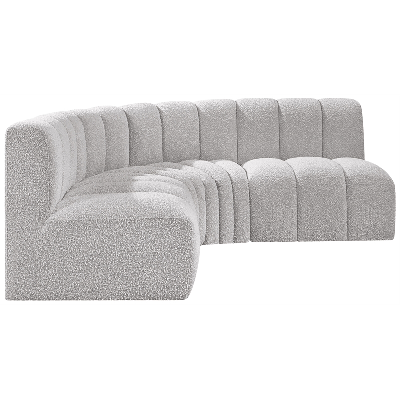 Meridian Furniture Arc Grey Boucle Fabric Modular Sectional