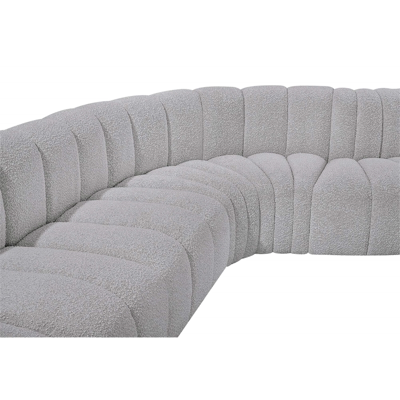 Meridian Furniture Arc Grey Boucle Fabric Modular Sectional