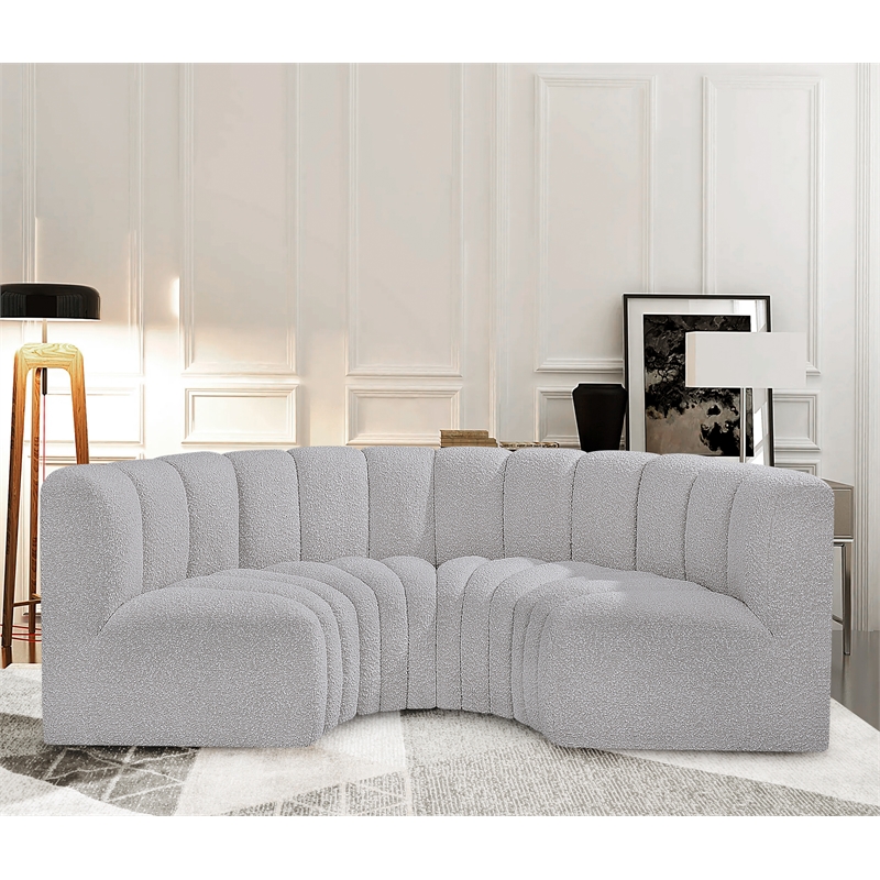 Meridian Furniture Arc Grey Boucle Fabric Modular Sectional