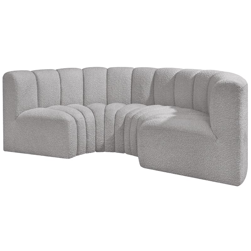 Meridian Furniture Arc Grey Boucle Fabric Modular Sectional