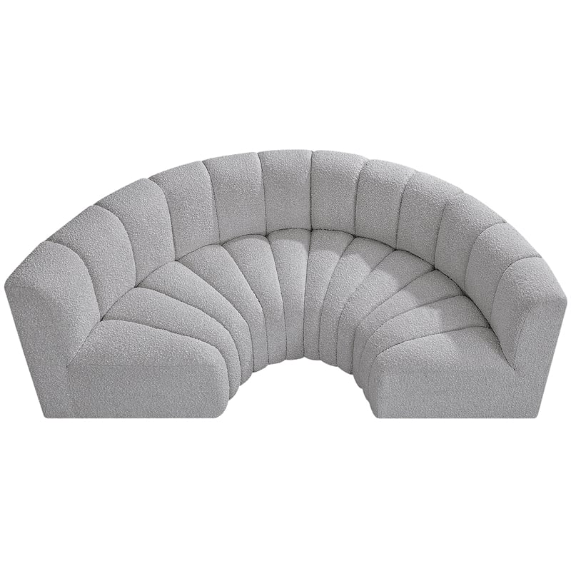 Meridian Furniture Arc Grey Boucle Fabric Modular Sectional