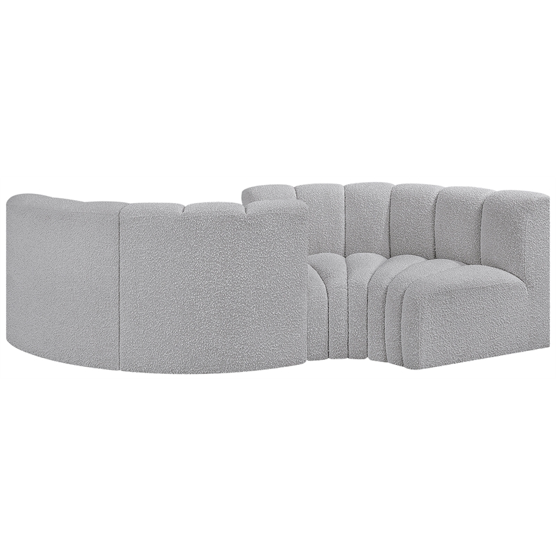 Meridian Furniture Arc Grey Boucle Fabric Modular Sectional