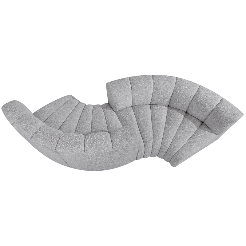 Meridian Furniture Arc Grey Boucle Fabric Modular Sectional