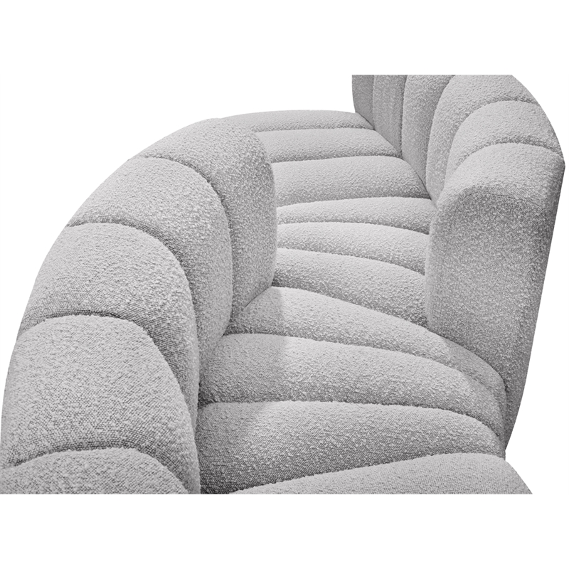 Meridian Furniture Arc Grey Boucle Fabric Modular Sectional