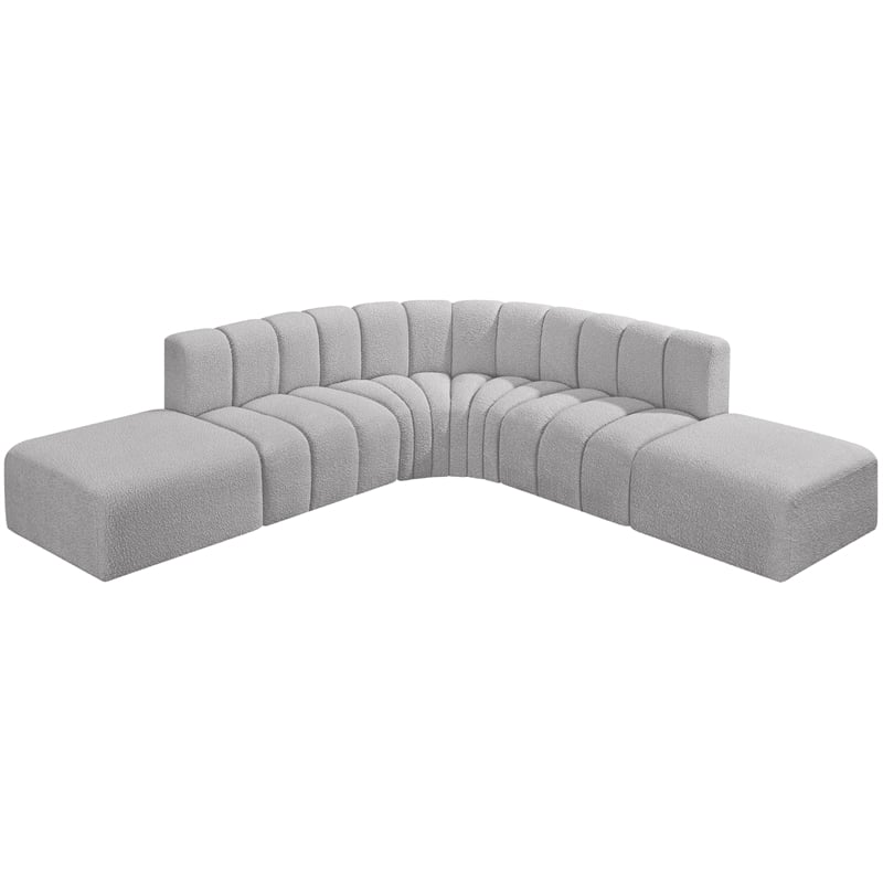 Meridian Furniture Arc Grey Boucle Fabric Modular Sectional