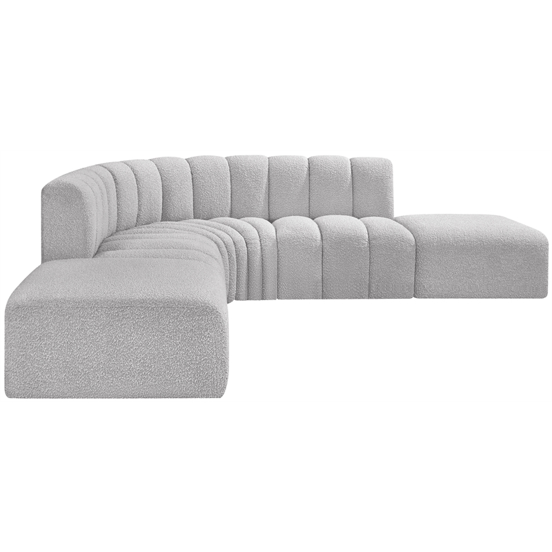 Meridian Furniture Arc Grey Boucle Fabric Modular Sectional