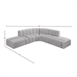 Meridian Furniture Arc Grey Boucle Fabric Modular Sectional