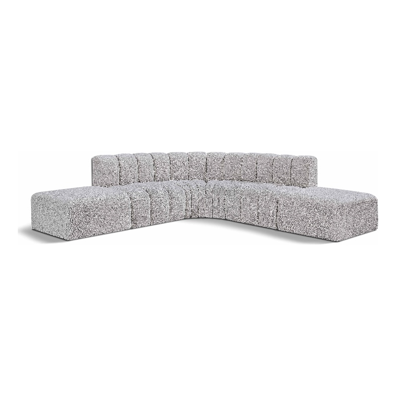 Meridian Furniture Arc Grey Boucle Fabric Modular Sectional