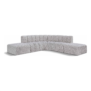Meridian Furniture Arc Grey Boucle Fabric Modular Sectional