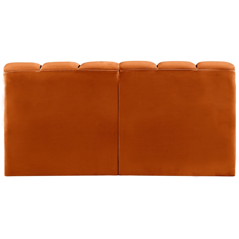 meridian furniture arc cognac velvet modular sectional