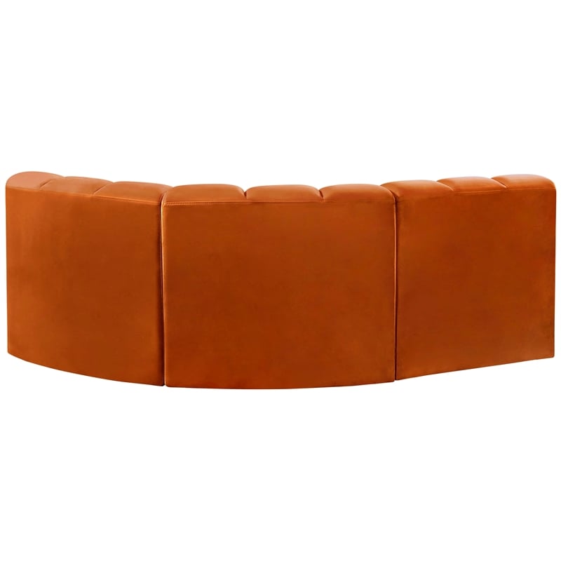 Meridian Furniture Arc Cognac Velvet Modular Sectional