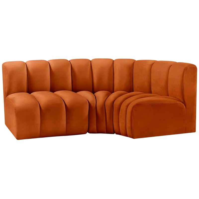 Meridian Furniture Arc Cognac Velvet Modular Sectional