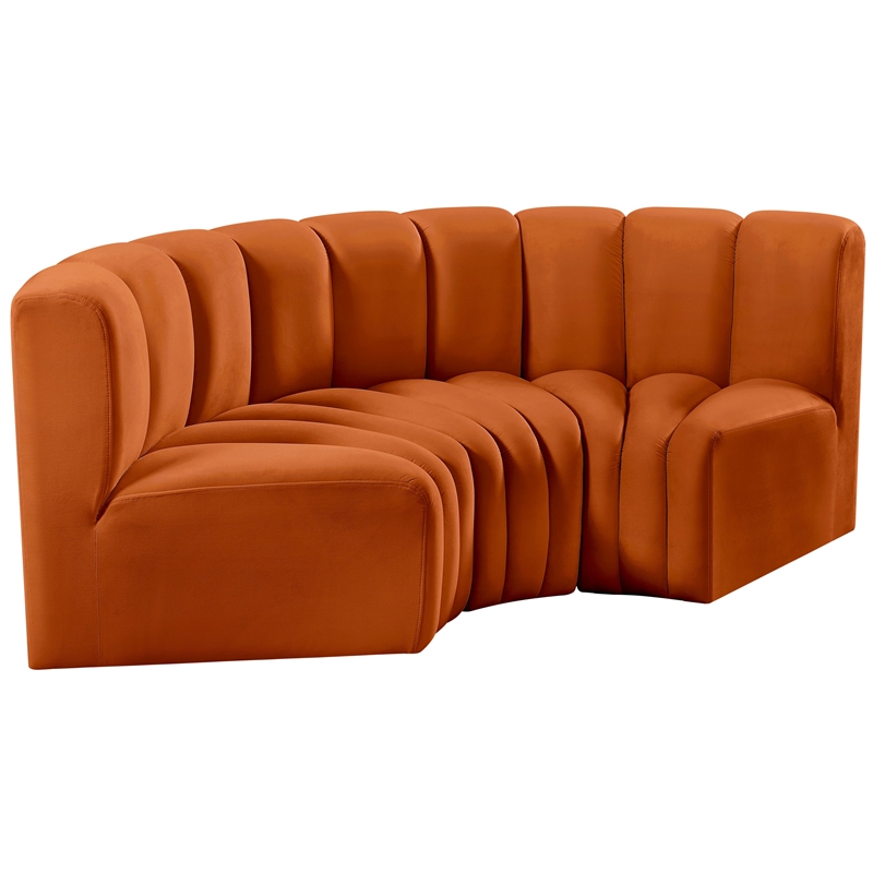Meridian Furniture Arc Cognac Velvet Modular Sectional
