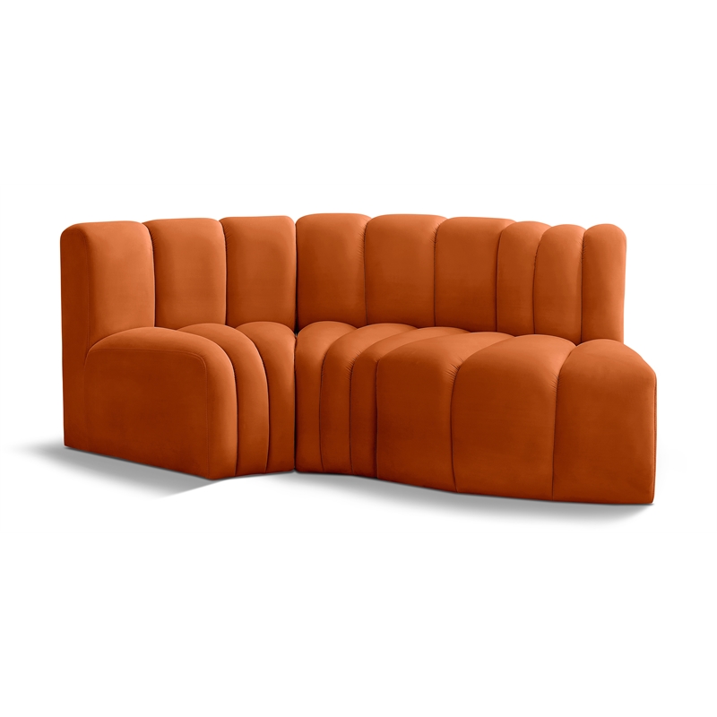 Meridian Furniture Arc Cognac Velvet Modular Sectional