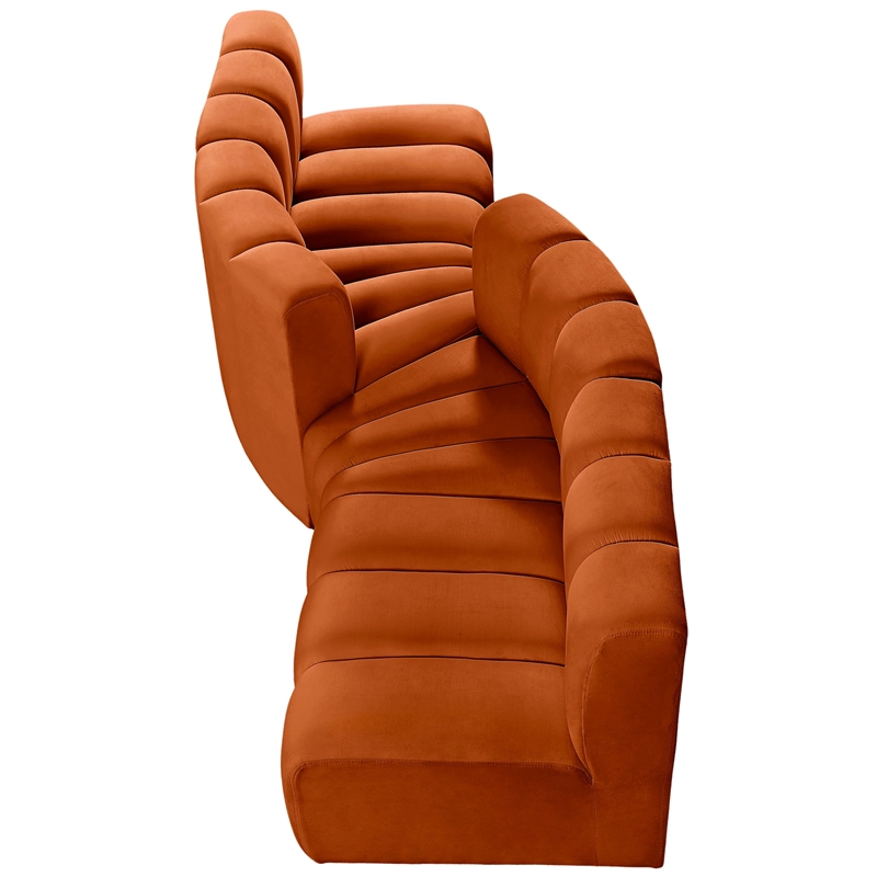 Meridian Furniture Arc Cognac Velvet Modular Sectional
