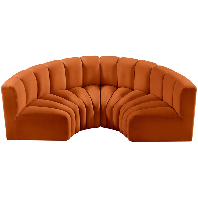 Meridian Furniture Arc Cognac Velvet Modular Sectional